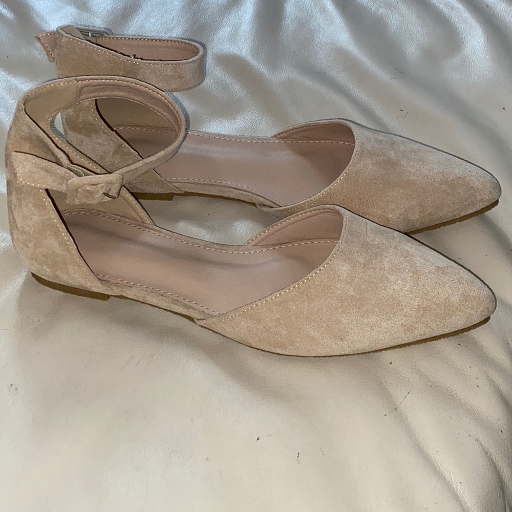 Brand new point toe flats with ankle buckle/strap